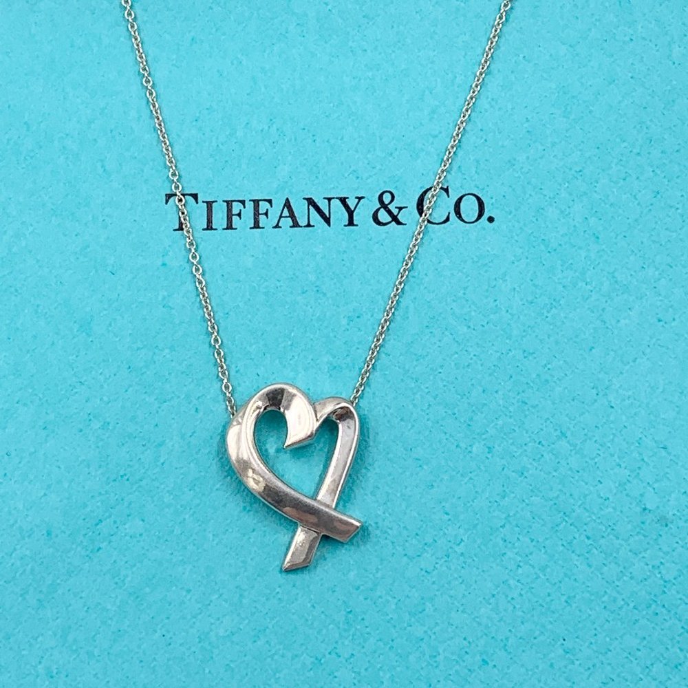Authentic Tiffany & Co Paloma Picasso Loving Heart Pendent Silver Necklace
